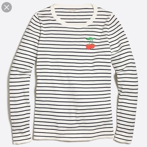J. Crew Sweaters - NWT J. Crew cherry patch stripe Teddie sweater